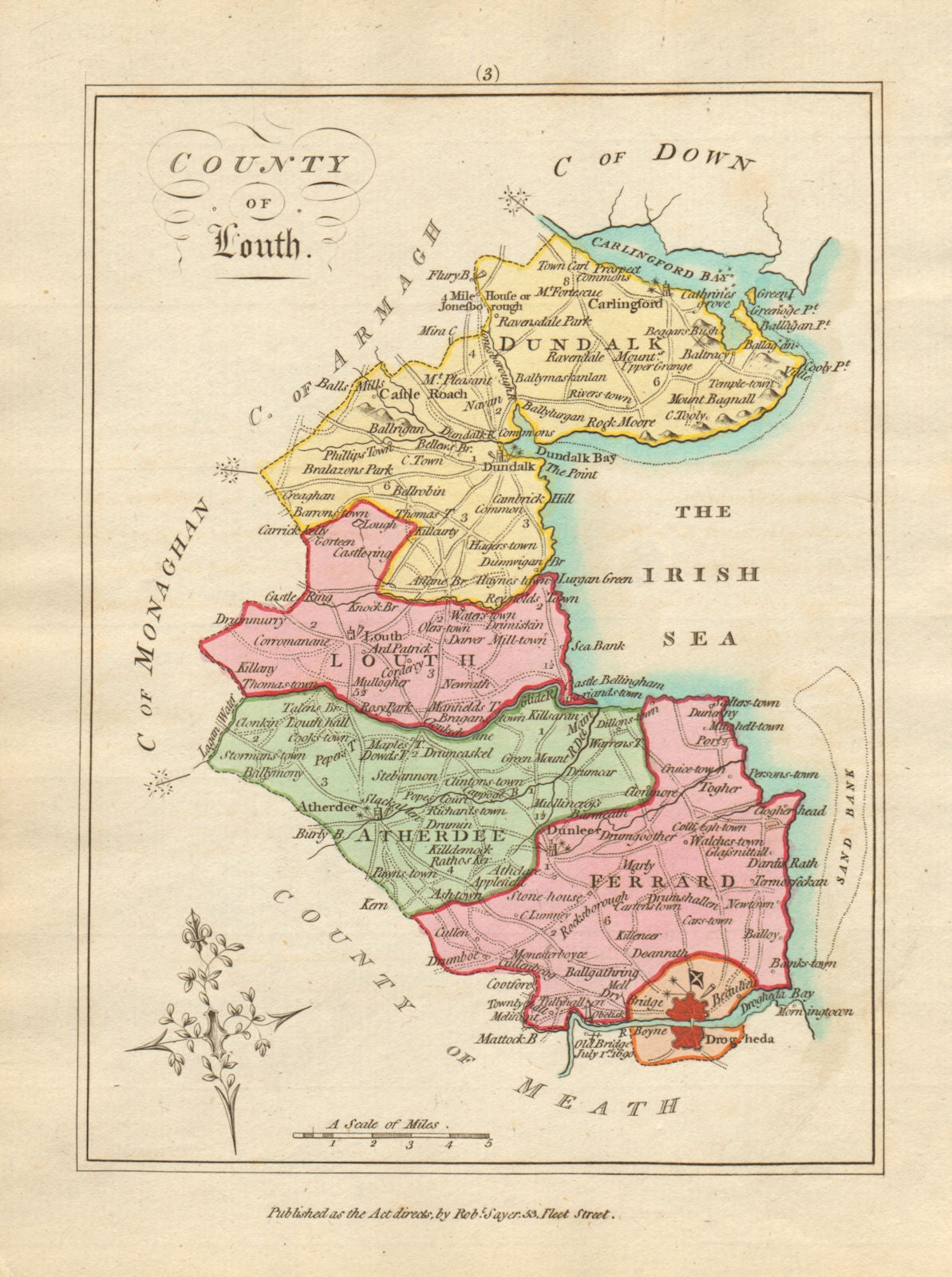 County of Louth, Leinster. Antique copperplate map by Scalé / Sayer 1788